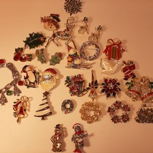 Vintage lot holiday costume jewelry